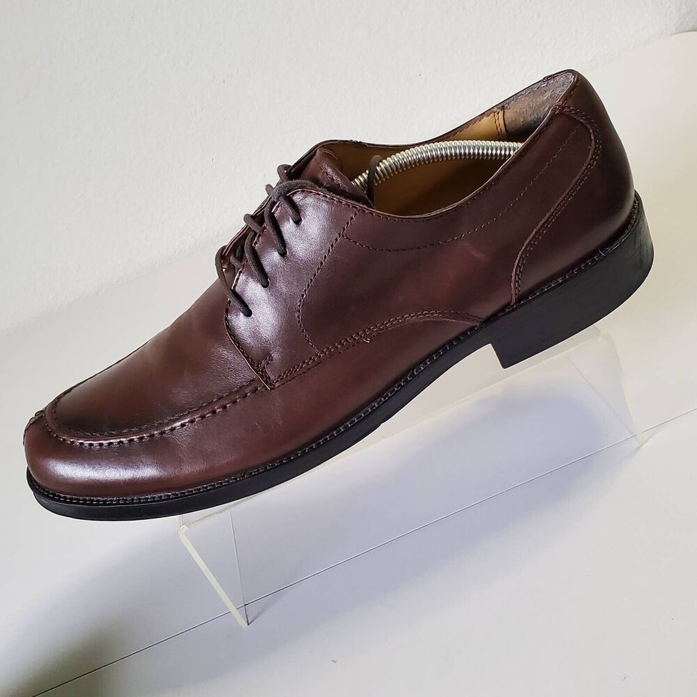 Bass Mens 13 Stuart Dress Shoes Brown Leather Split Apron Toe Lace Up Derby